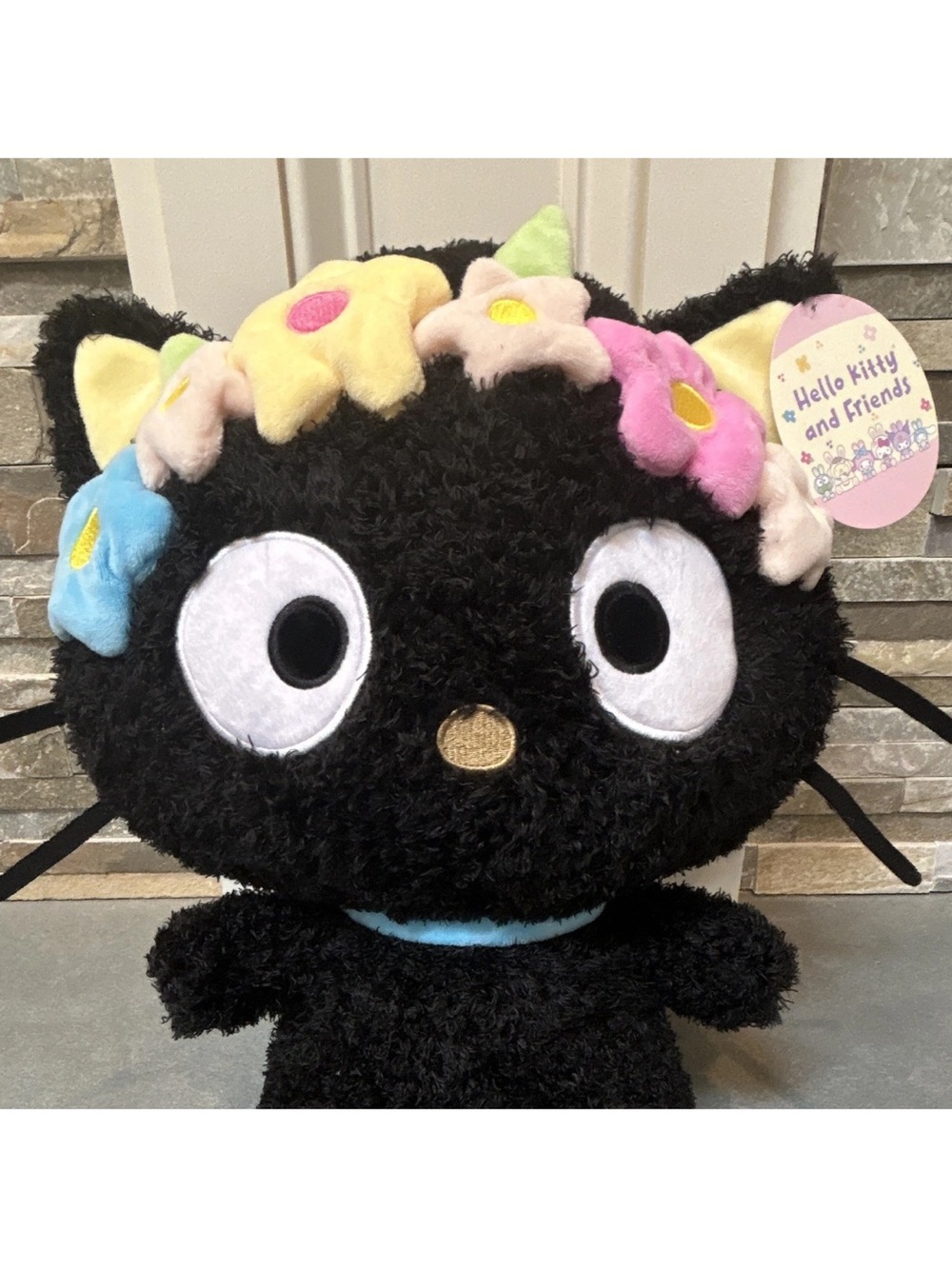Sanrio Chococat Plush with Pastel Flower Crown — Black & Multicolor - Picture 2 of 14